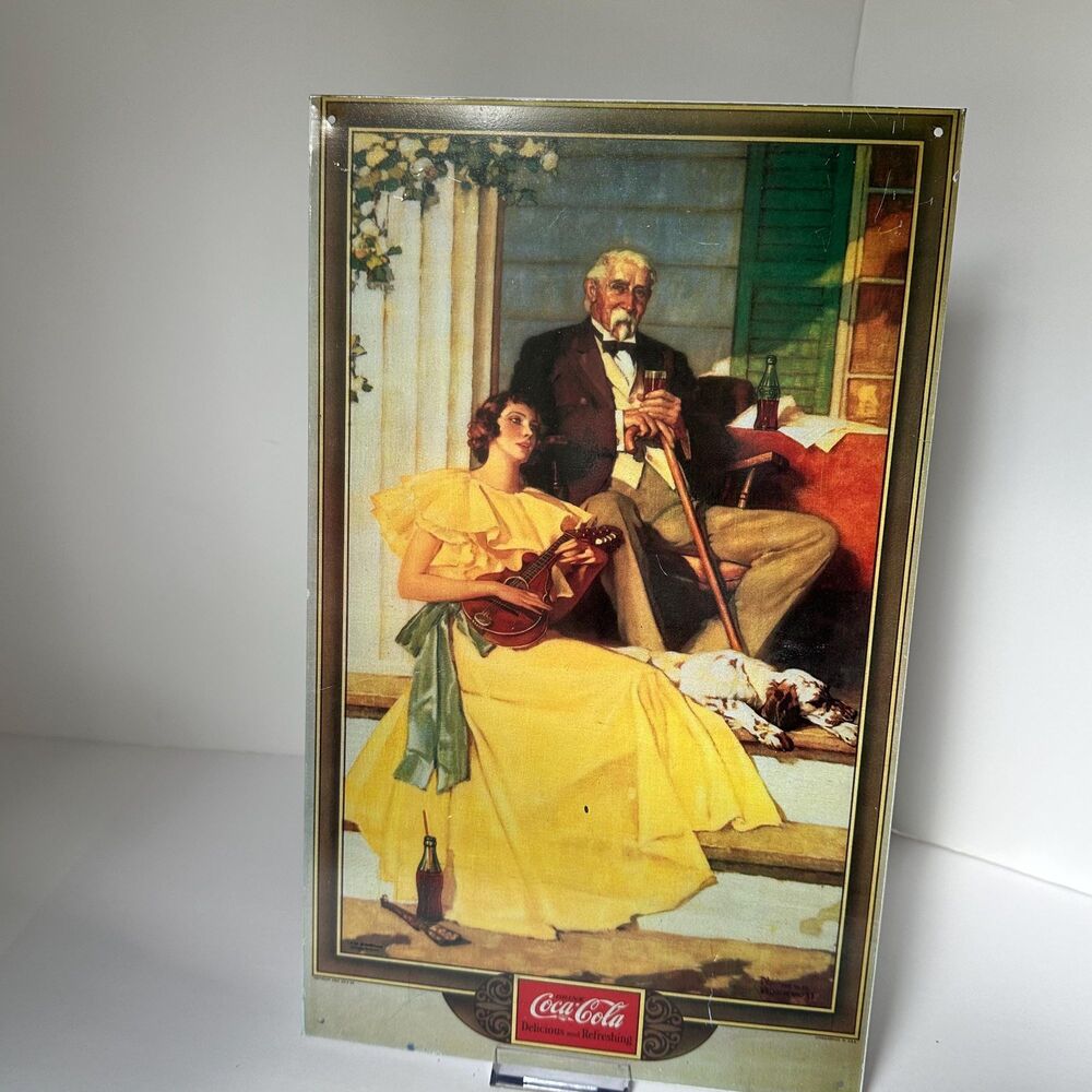 Vintage Coca Cola Tin Sign Norman Rockwell My Old Kentucky Home Metal Poster